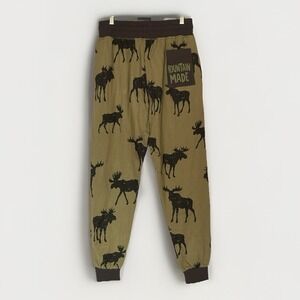 Lazy One Moose Pajama Pants Mens Brown Cotton Lodge Cabin Cozy‎ Outdoors Medium
